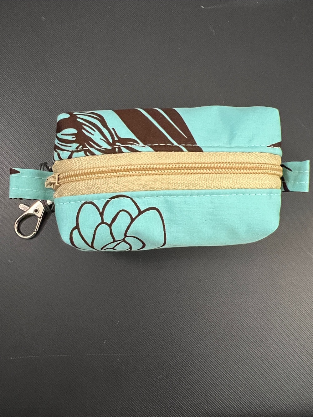 Turquoise Floral Small Zip Pouch Women's Bag